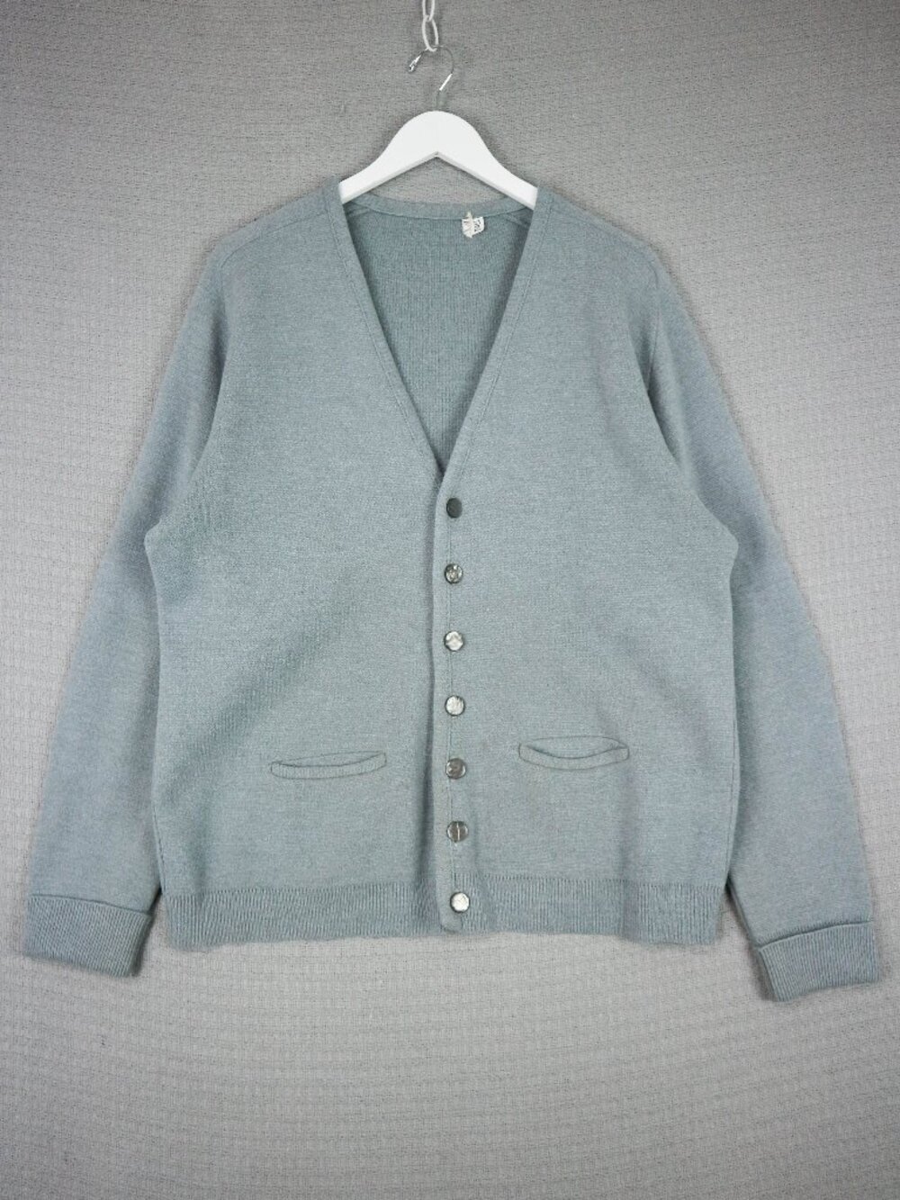 Vintage 1980s Cut Off Tag Cotton Blend Cardigan Button Up Sweater fits XL as-is
